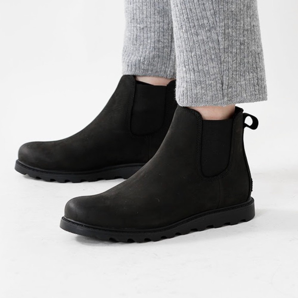Sorel Ainsley Black Nubuck Waterproof Chelsea Boots